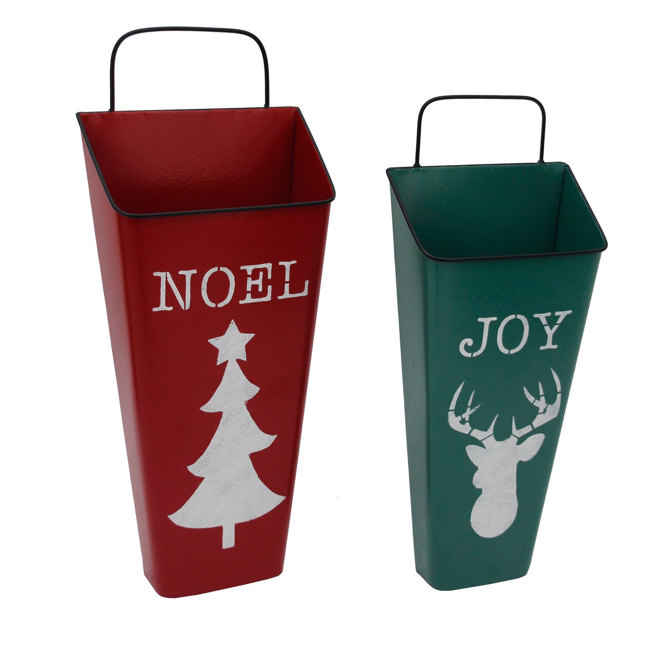 Northlight Set of 2 Red Noel and Green Joy Christmas Container Wall Hangings 19.75&#x22;